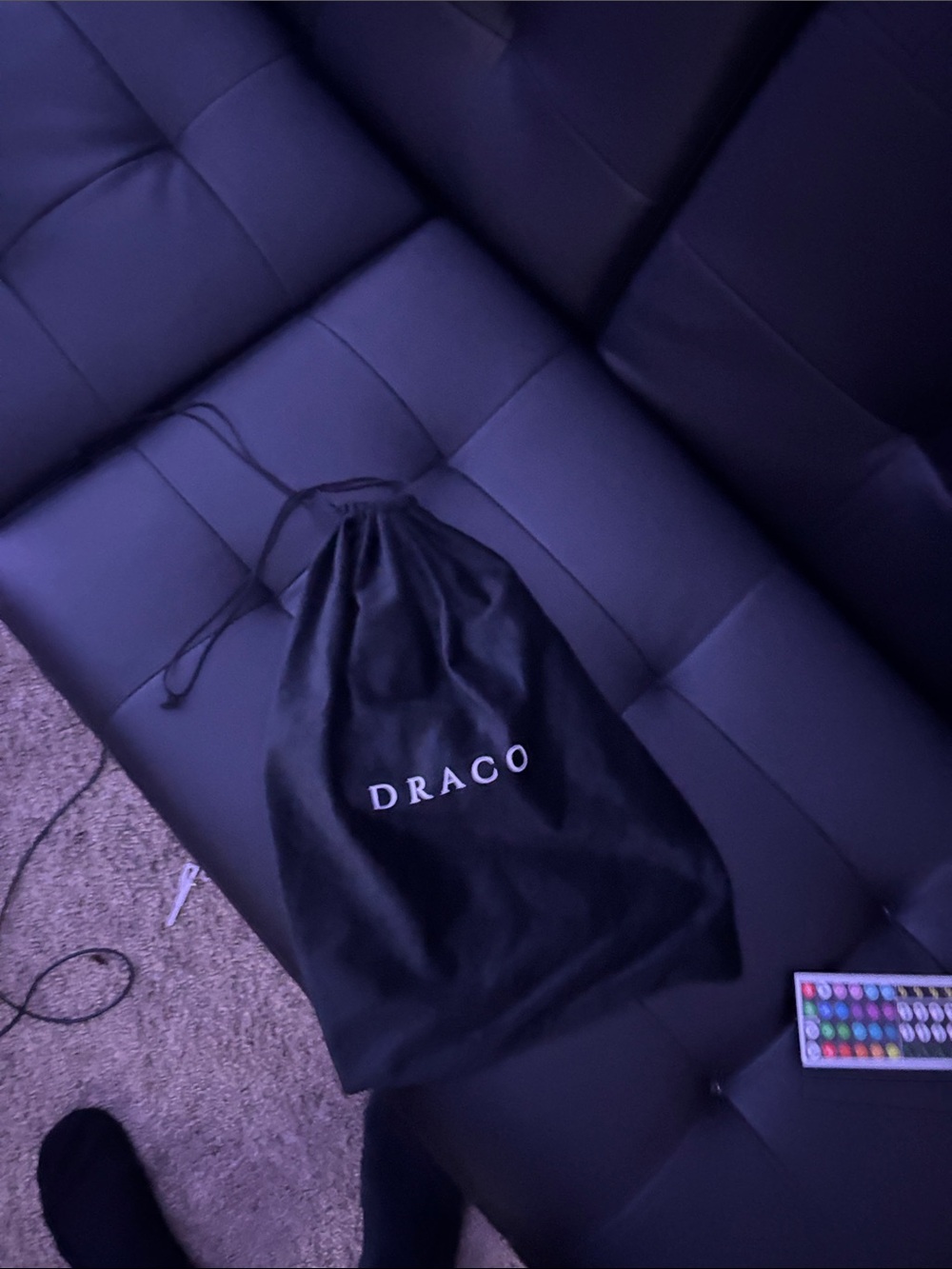 Draco Black Drawstring Toiletry Bag for Men